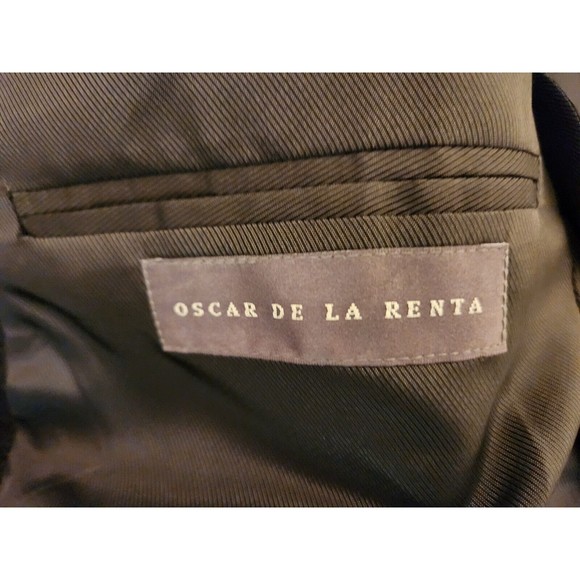 Oscar De La Renta Suit Jacket Men's 44L Gray Plaid 100% Wool - Picture 4 of 5